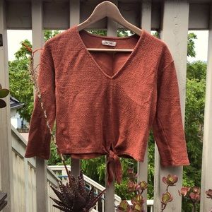 Coral Front Tie Crop